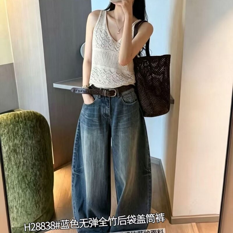 2026秋款28838新品简洁时尚百搭高腰显瘦女款无弹牛仔弯刀裤