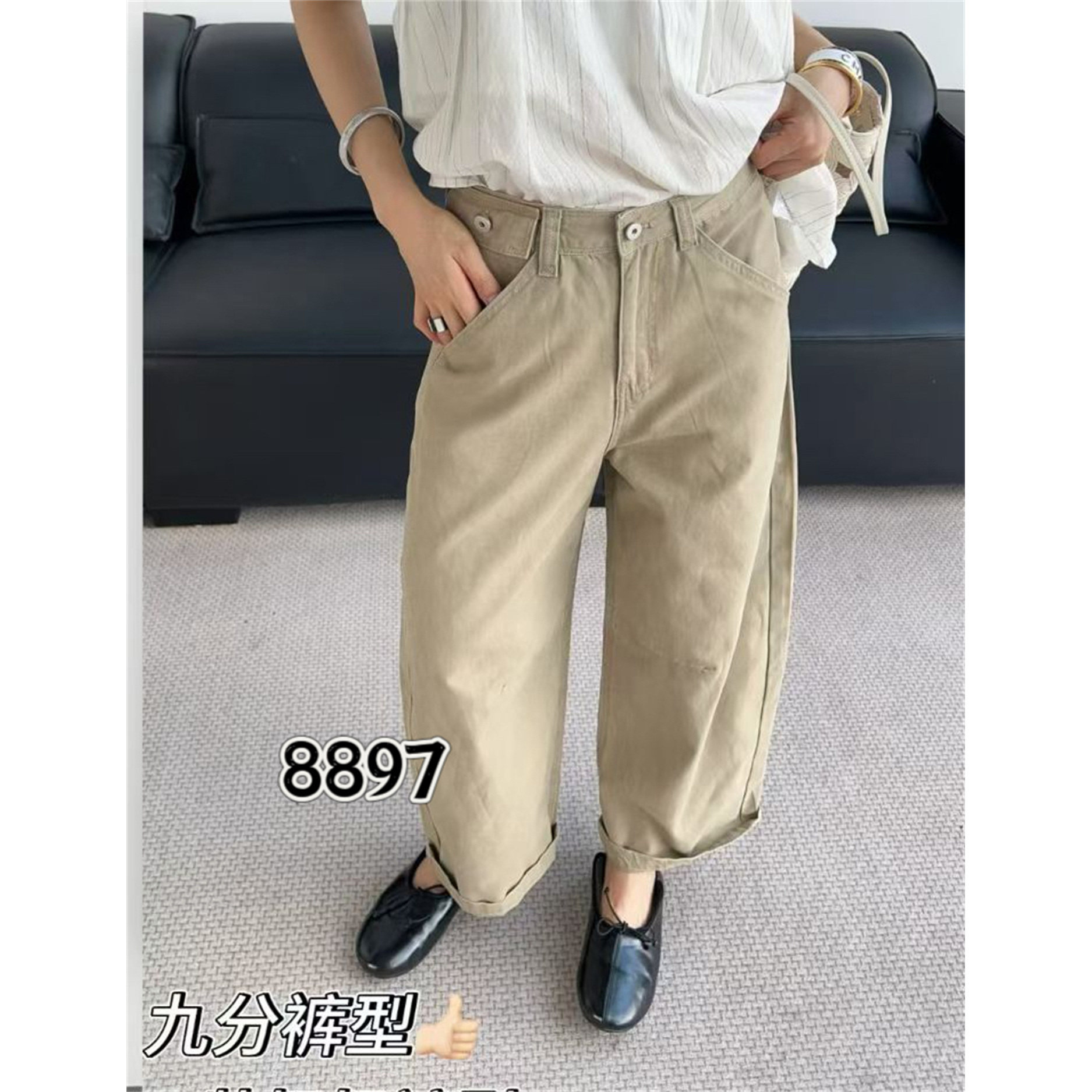 索玛拉8897夏款新品简洁时尚百搭高腰显瘦女款九分牛仔休闲裤