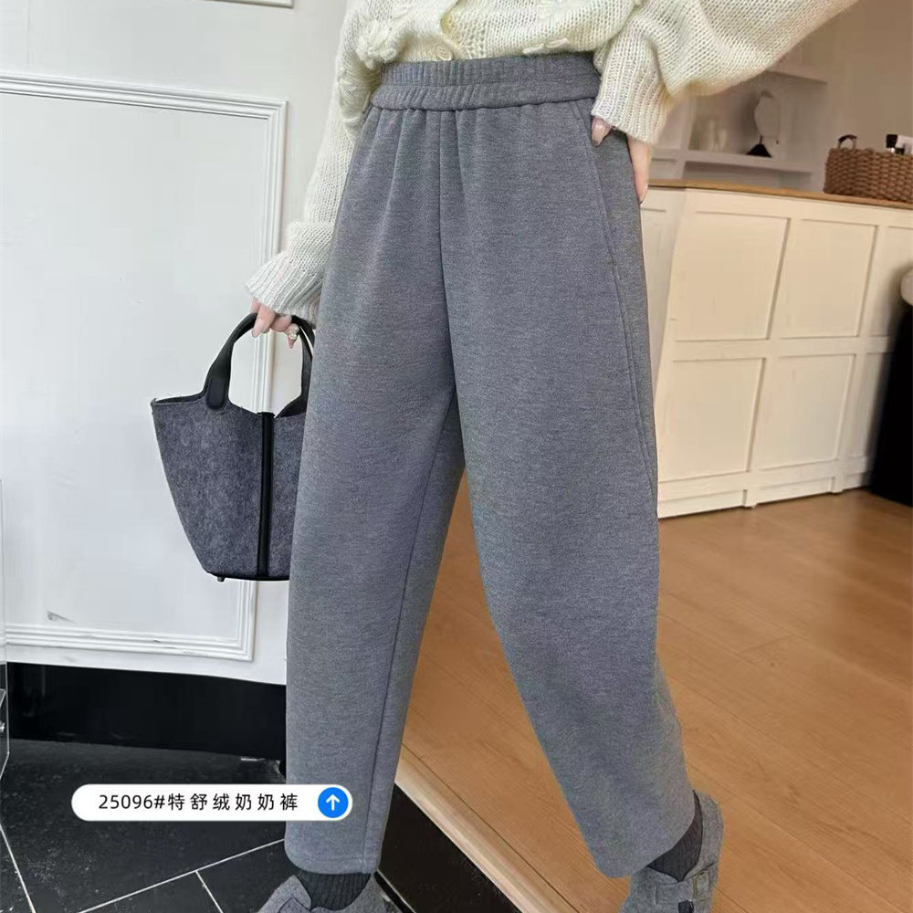 谜尚西子25096冬款新品简洁宽松时尚百搭高腰女士加绒加厚奶奶裤