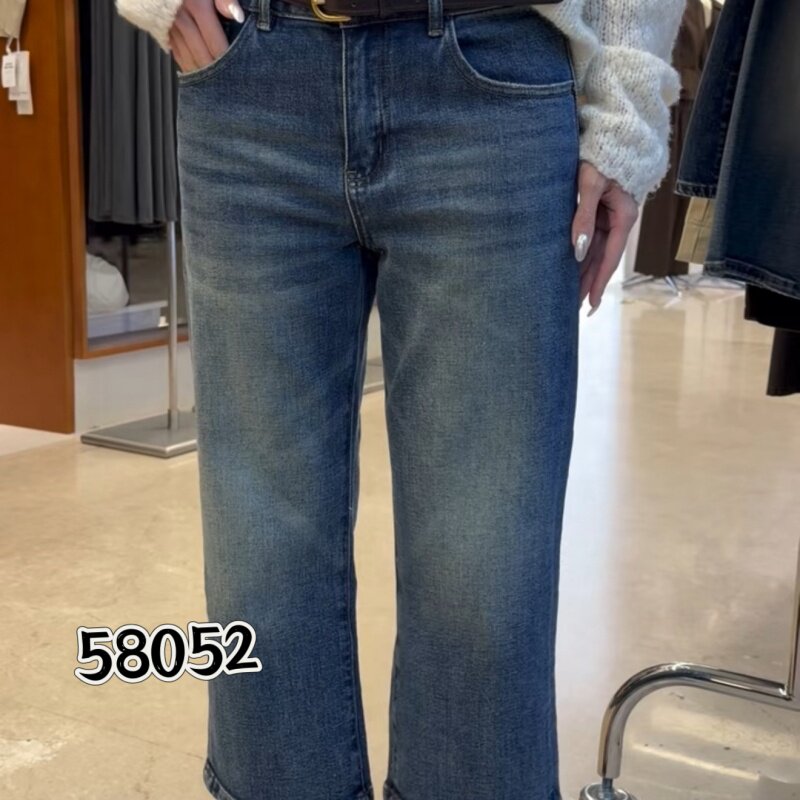 T台58052秋款新品简洁百搭弹力高腰牛仔显瘦女款八分休闲裤