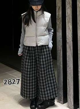 韩酷2827冬款新品松紧腰抽绳简洁宽松时尚百搭女士加绒加厚阔腿裤