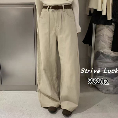 T-PLATFORM93202新品2025冬款简洁时尚宽松拖地高腰植绒阔腿裤