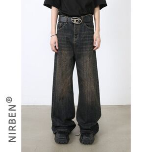 nirben牛仔|新品美式痞帅裤子男高级感欧美街头复古牛仔裤潮牌