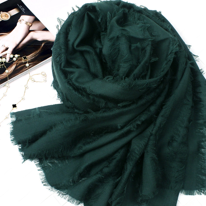 个性时尚百搭黑色墨绿色羊毛围巾