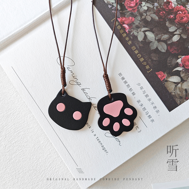 原创手工真皮小猫包挂件可爱猫爪钥匙扣猫咪坠饰猫爪手账挂饰礼物