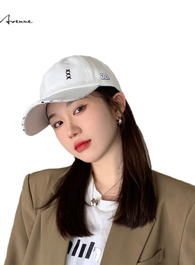 Bure Avenue鸭舌帽女白色防晒遮阳太阳棒球帽显脸小夏季帽子男夏