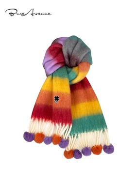 【官方正品】Bure Avenue多巴胺彩色围巾冬季加厚保暖围脖披肩女