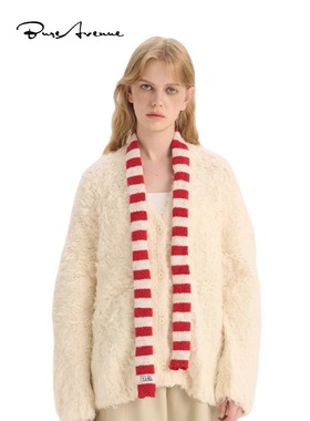 【官方正品】Bure Avenue时尚细窄条纹针织围巾女秋冬凹造型围脖
