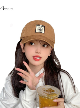 Bure Avenue鸭舌帽女图案贴布棒球帽软顶百搭大头围大脸显脸小帽