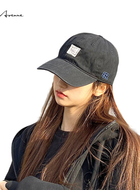 Bure Avenue复古街头贴布棒球帽子做旧水洗百搭显脸小软顶鸭舌帽