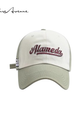 【正品现货】Bure Avenue字母刺绣鸭舌帽子学院风拼色棒球帽男女