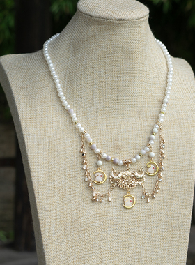 帝慕卿手作玉兔吊坠璎珞汉服项链