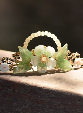 慕卿手作汉服发冠清新汉服发冠凌玉发冠绿色发冠清新风冠