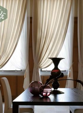 帘仓 日本设计纯麻面料日式天然100%纯亚麻环保素雅纯色窗帘定制