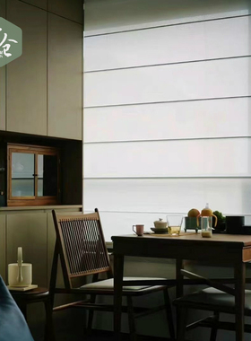 帘仓日式罗马帘亚麻极简折叠式升降卷帘客厅茶室透景遮光百叶窗帘