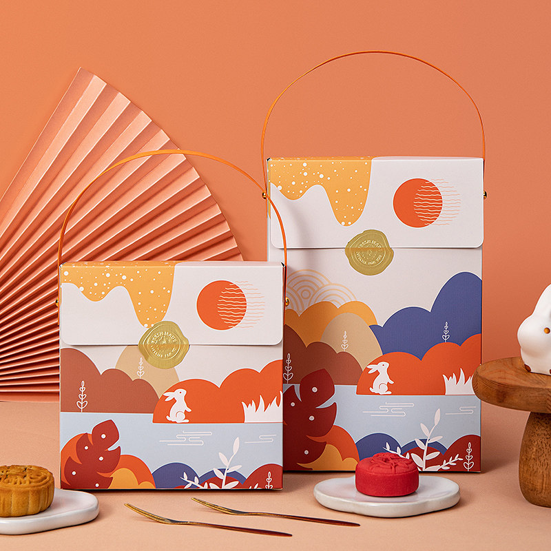 中秋蛋黄酥包装盒月饼礼盒冰皮广式流心高档手提盒子6粒4粒空盒