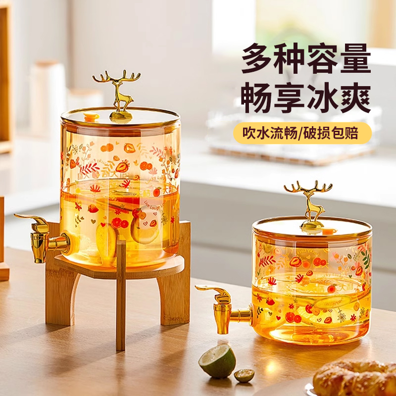 玻璃冷水壶带龙头家用耐高温