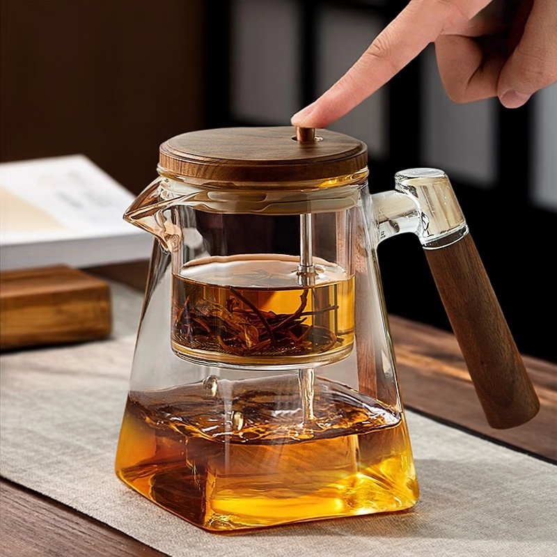 玻璃飘逸杯泡茶壶一键茶水分离