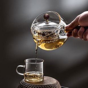 侧把逍遥壶耐高温玻璃功夫茶壶泡茶家用单壶小青柑闷泡茶具煮茶壶