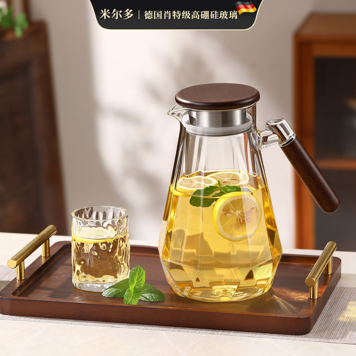 冷水壶家用耐高温玻璃水壶夏天储水大容量水杯套装耐热冷泡凉水壶