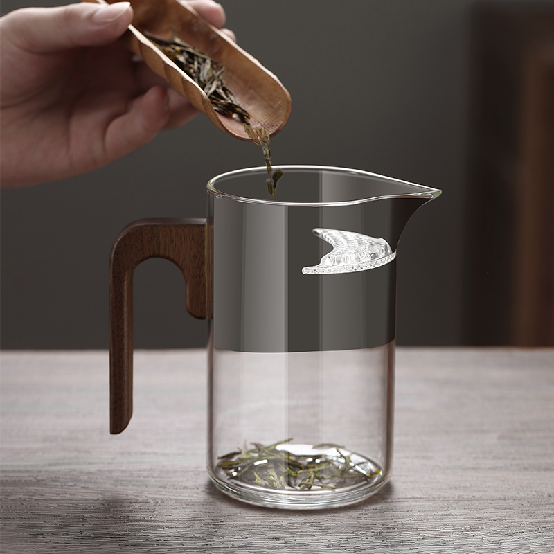 加厚高档月牙公道杯带茶漏过滤网一体玻璃泡茶壶绿茶器分茶杯茶具