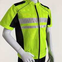 Summer riding fluorescent reflective clothing short fluorescent green safety clothing traffic security patrol road administration rescue short sleeve