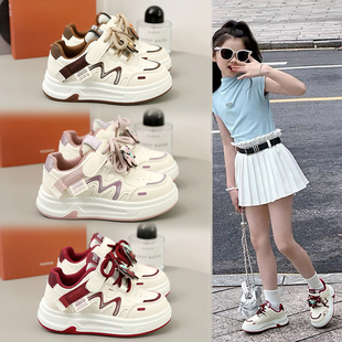 女童鞋子小白鞋2026新款春季儿童运动鞋红色爆款女孩轻便软底板鞋