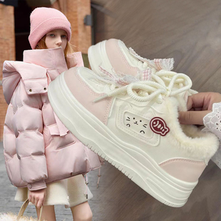 女童运动鞋2025秋冬新款加绒二棉儿童板鞋百搭防滑中大童女童鞋子