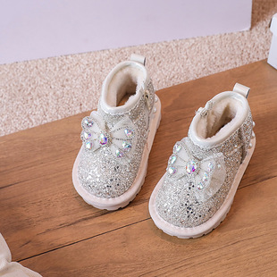 女童雪地靴2024冬季宝宝加绒大棉鞋儿童棉靴加厚小童保暖防滑冬鞋