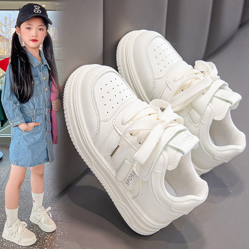 女童小白鞋2025新款春秋款儿童鞋子白色运动鞋低帮板鞋学生休闲鞋