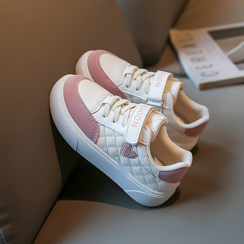 童鞋女童运动鞋2023新款春秋小白鞋女生可爱公主跑鞋魔术贴女童鞋