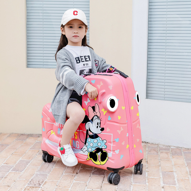 Disney/迪士尼可坐可骑行李箱女米妮儿童拉杆箱男米奇骑行旅行箱