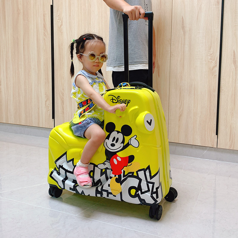 迪士尼儿童拉杆箱女网红米奇可坐可骑行李箱包宝宝旅行箱子男24寸