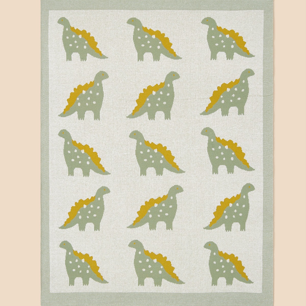 ins北欧简约跨境婴儿针织毯子纯棉恐龙襁褓毯子四季通用柔软亲肤