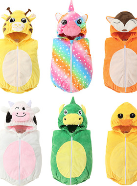 michley哈衣小童连体衣水晶超柔宝宝无袖连帽三角爬服热销萌趣