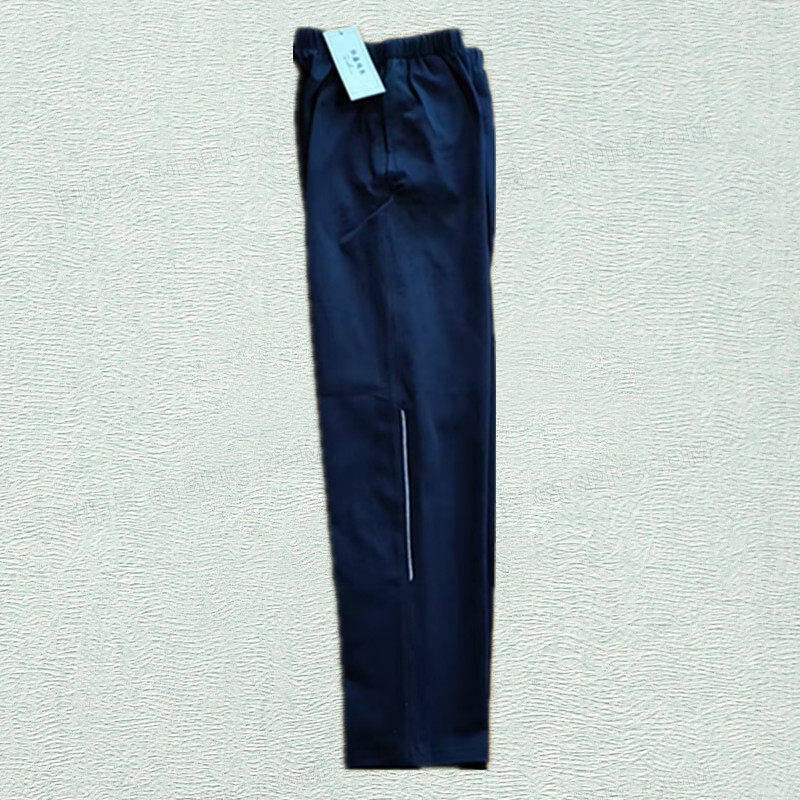 校服裤子中小学生藏蓝色裤腿拼半截反光细条宽松散口春秋运动校裤