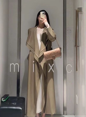 赫本小香风韩系风衣外套女早秋季新款时尚气质高级感宽松长款大衣