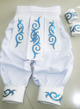 男生傣族舞蹈服少数民族/孔雀舞服装云南金色的贝罗艺考试全白色