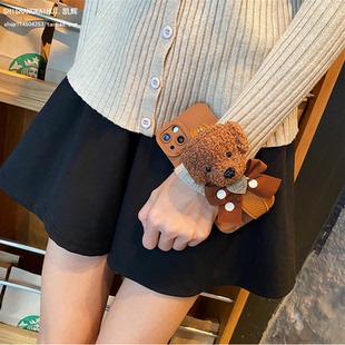 焦糖毛绒泰迪狗腕带适用华为mate50/40E/30pro手机壳20x软p40/p30