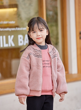 非常小鱼61880新款深秋冬装女童双层棉里布半高领上衣圆领卫衣