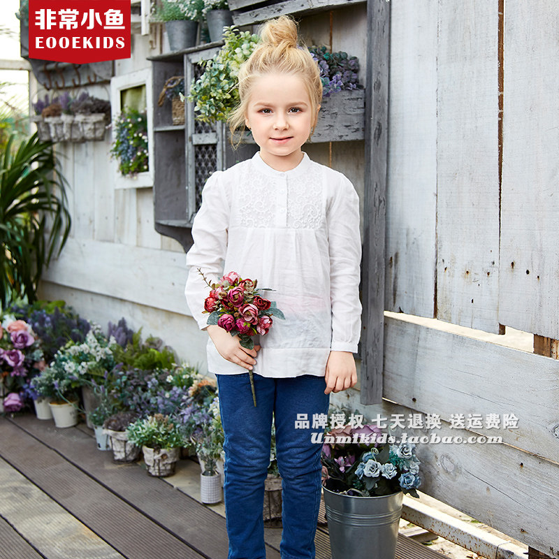 非常小鱼春秋款女童娃娃衫白衬衫