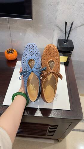 瑞迪蓝图新款真皮女鞋平底圆头镂空时尚休闲软底软面舒适百搭翻毛