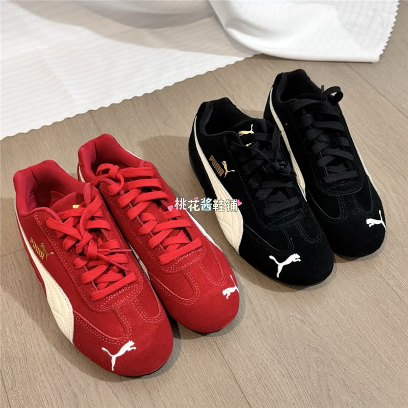 Puma/彪马女黑色红色经典复古赛车风薄底运动休闲鞋406329-01-02