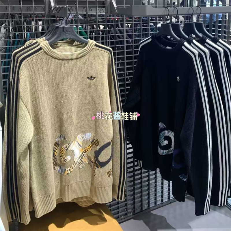 Adidas阿迪达斯三叶草男子PLAID SWEATER毛衣套头衫KC0111 KC0110