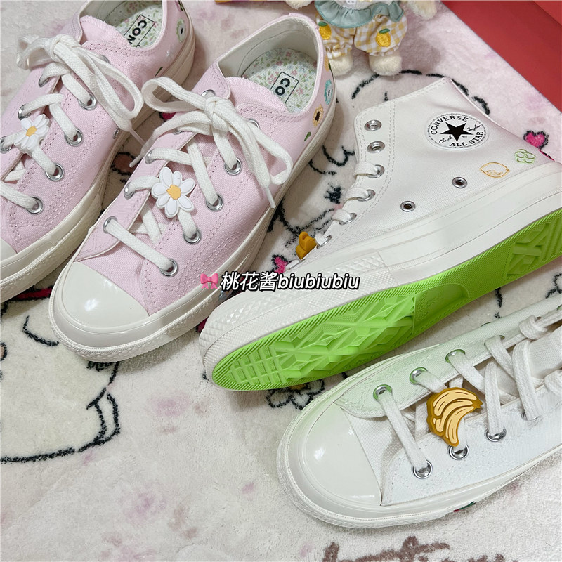 converse匡威1970s粉色刺绣小花香蕉鞋男女帆布鞋a06071c a06072c