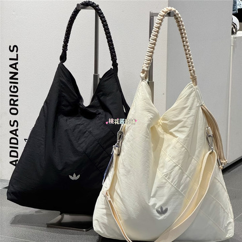Adidas三叶草26年秋编织肩带大容量运动单肩斜挎包LD6381 LD6382