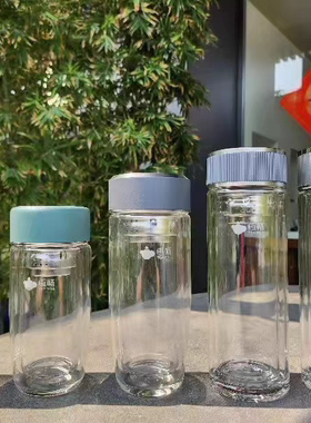 恒福新款春意双层鹅蛋杯直身玻璃杯商务水杯加厚防烫方便出门携带