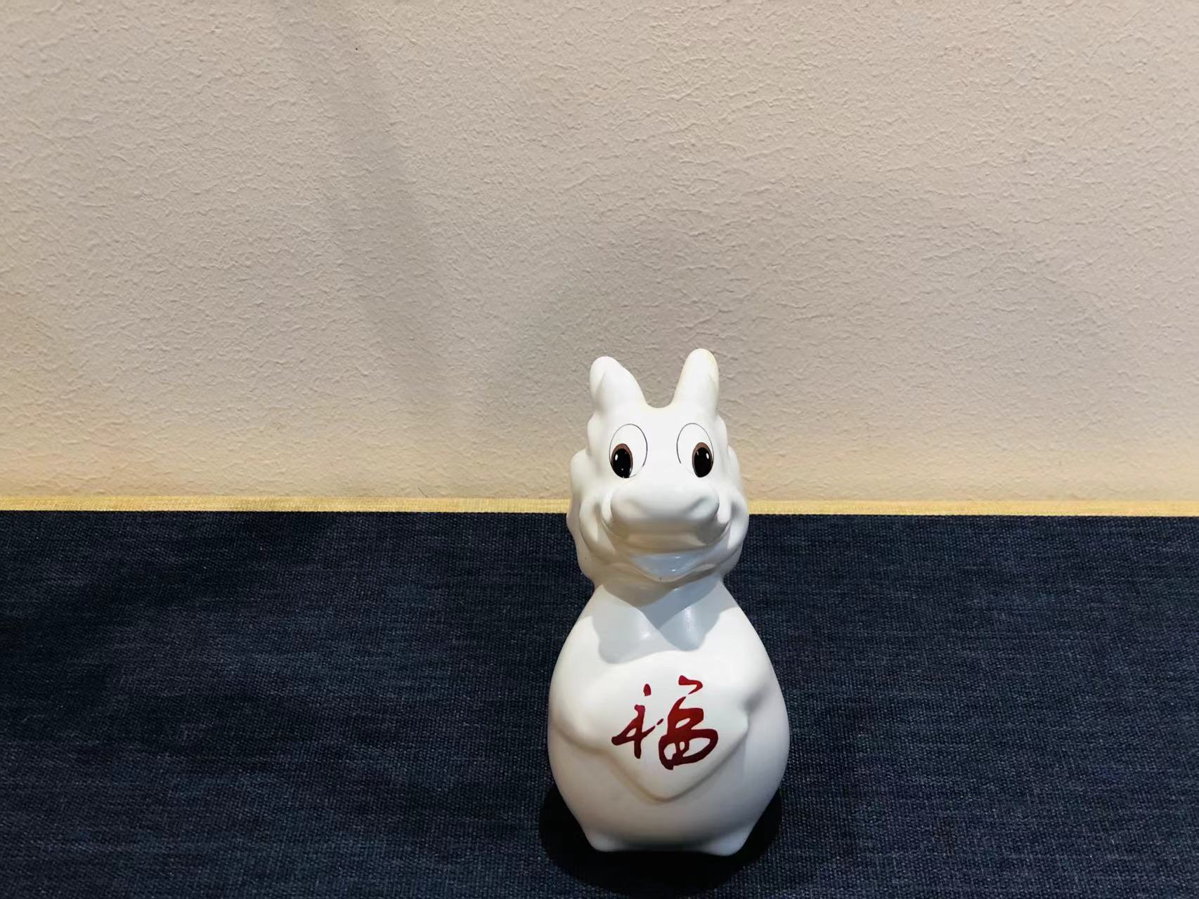 恒福定窑茶宠祥龙迎福茶桌茶台茶艺可爱生肖龙年摆件茶道茶具配件