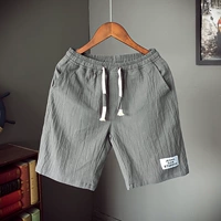 Mùa hè quần short cotton và vải lanh nam cộng với phân bón XL Nhật Bản chất béo quần lỏng năm quần thường quần mỏng phần bãi biển - Quần short quần tất nam