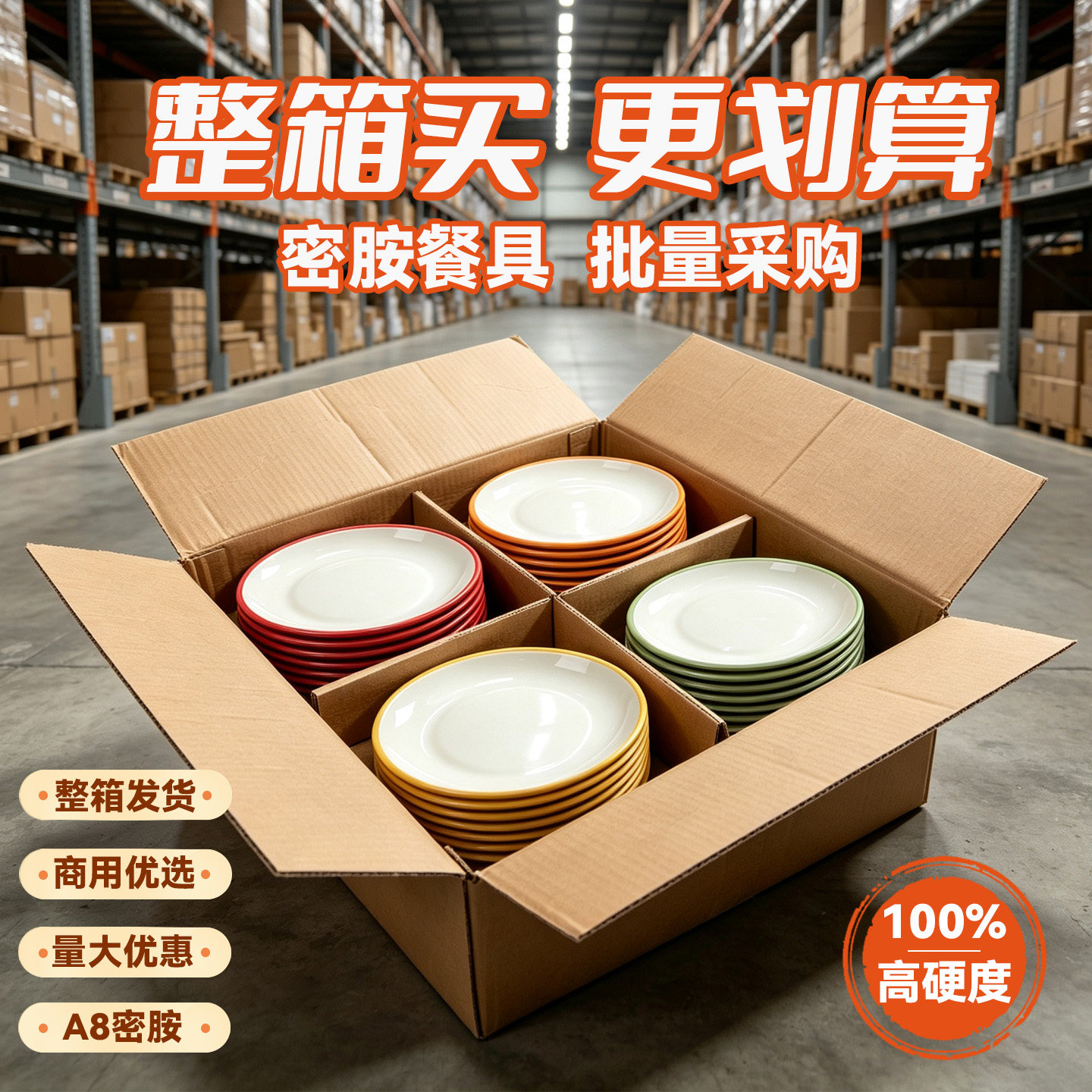 A8密胺双色圆形餐盘火锅店商用